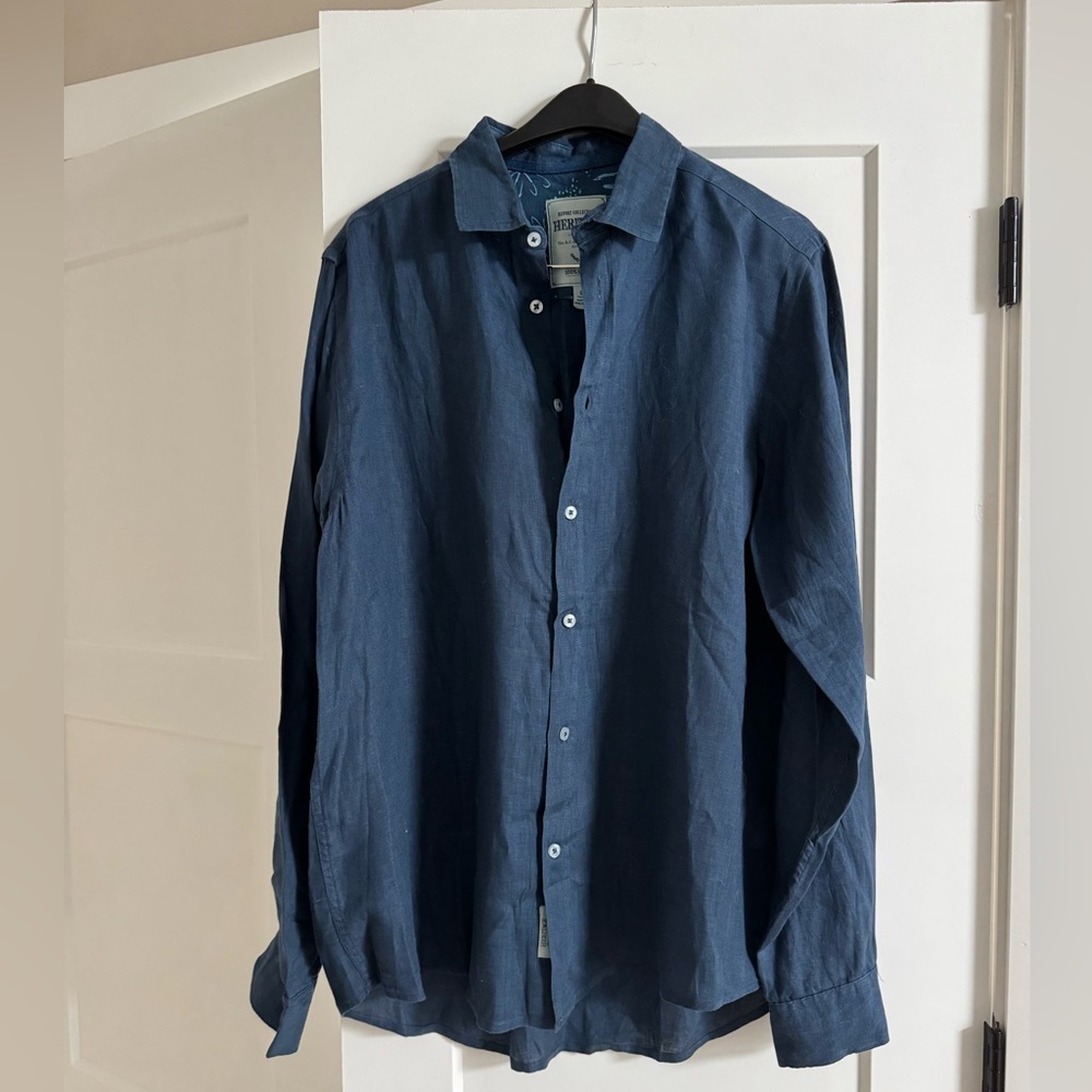 Heritage 100% Linen Casual Long Sleeve Button-Down Shirt